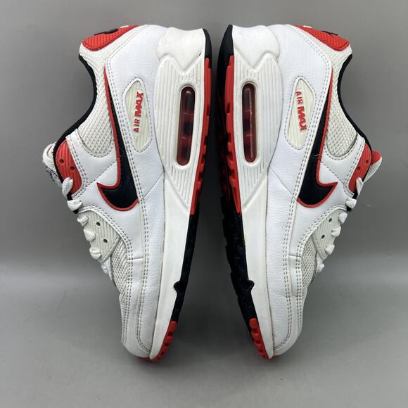 Nike Air Max 90 Running Shoes Men Size 9.5 White Red Comfort Low Top Sneakers - Picture 6 of 10